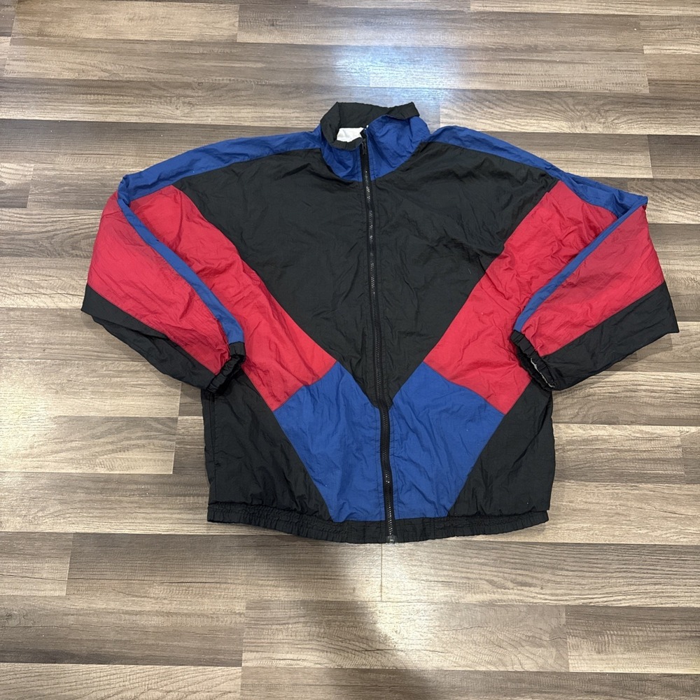 VTG 90s L Pro Spirit Athletic Jacket Geometric Track Jogging Full Zip Mock‎ Neck